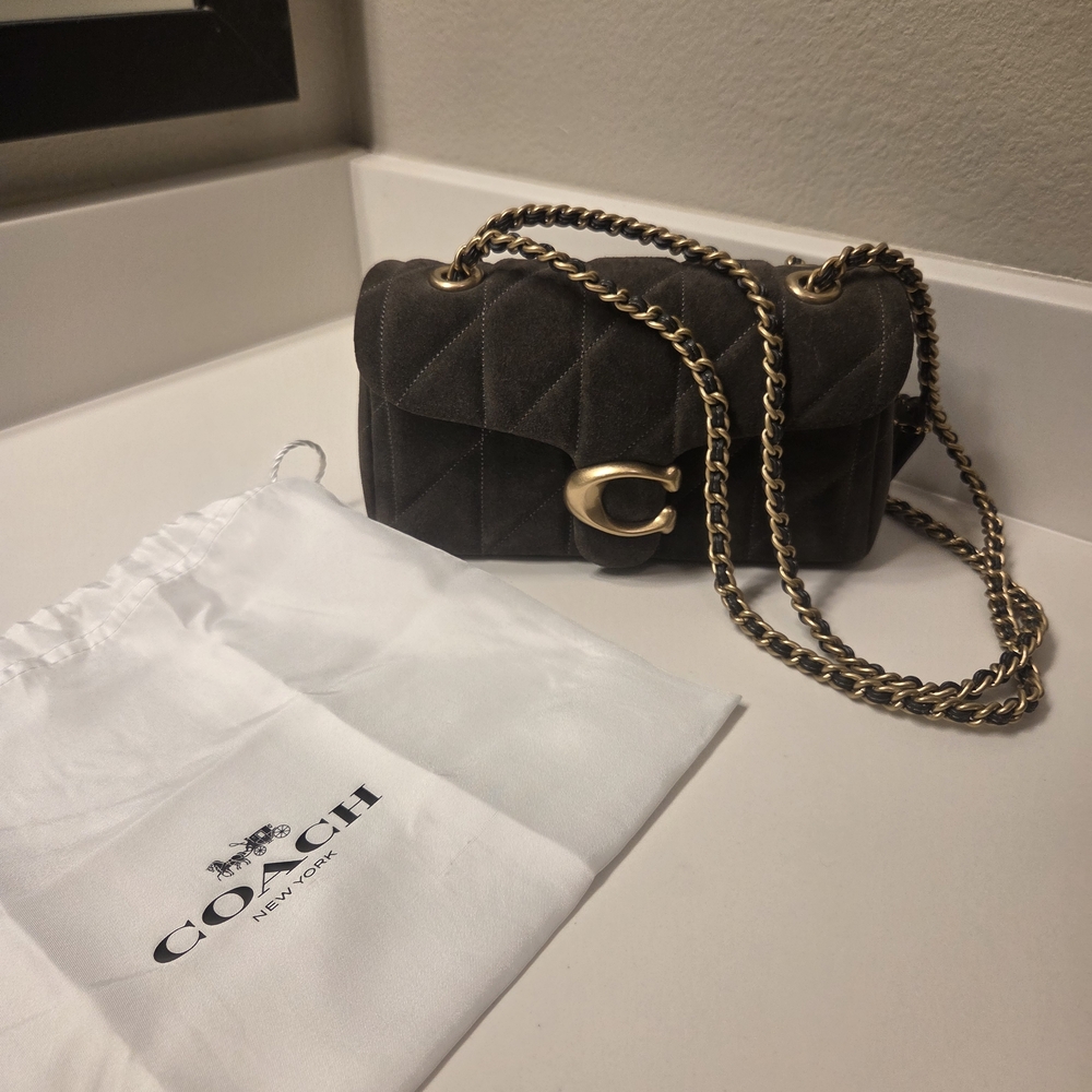 Coach Quilted Black Bag with Gold Chain